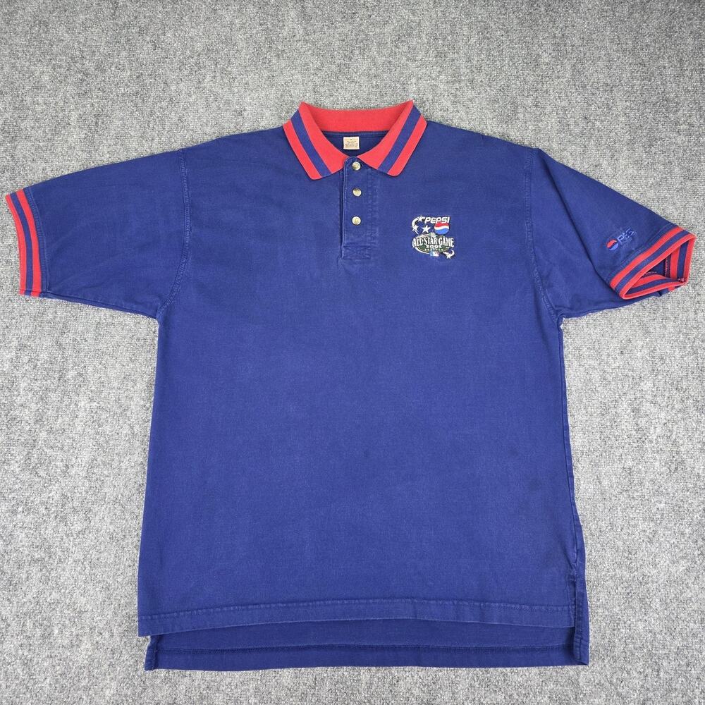Vintage MLB All Star Game 2001 Polo Shirt Mens Large Blue Pepsi MLB Baseball